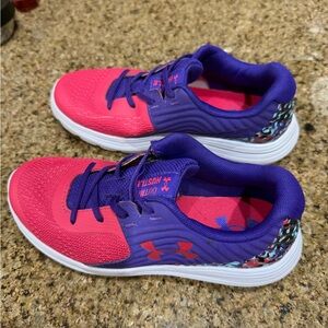 Under Armour Kids Pink and Purple Athletic Sneakers with White Sole